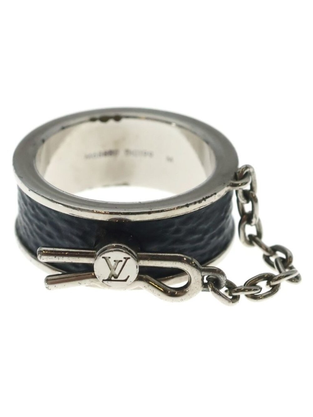 Louis Vuitton Monogram Eclipse Pin Lock Ring Bague Pinlock Black Silver